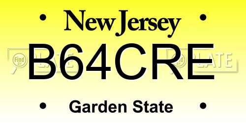 B64CRE New Jersey License Plate