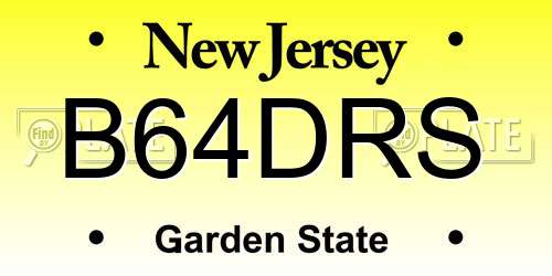 B64DRS New Jersey License Plate