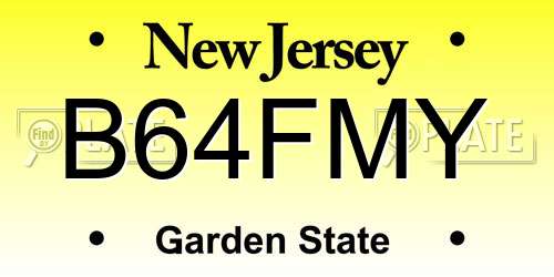 B64FMY New Jersey License Plate