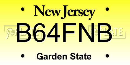 B64FNB New Jersey License Plate