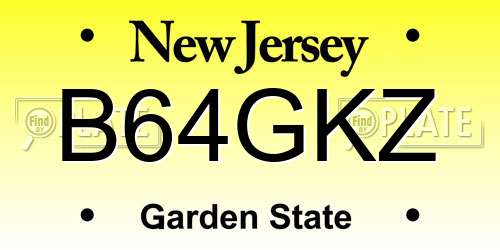 B64GKZ New Jersey License Plate
