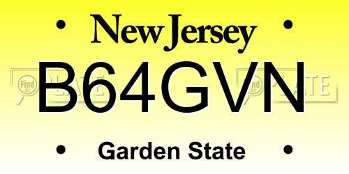 B64GVN New Jersey License Plate