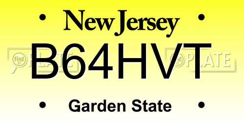 B64HVT New Jersey License Plate