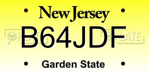 B64JDF New Jersey License Plate