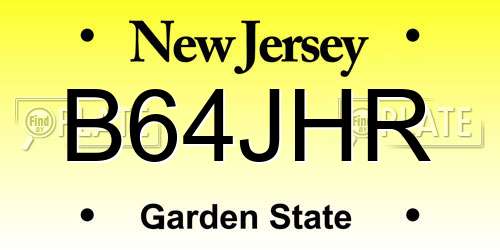 B64JHR New Jersey License Plate
