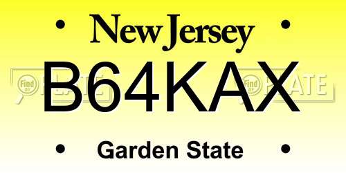 B64KAX New Jersey License Plate