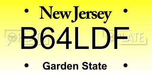B64LDF New Jersey License Plate