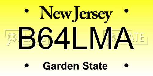 B64LMA New Jersey License Plate