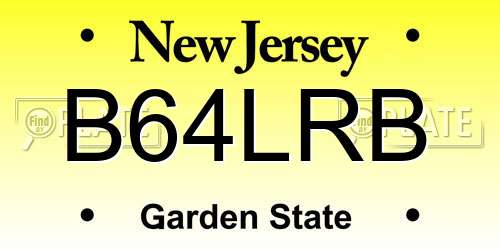 B64LRB New Jersey License Plate