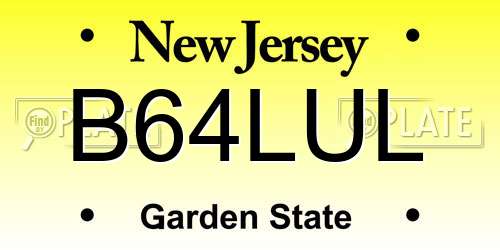 B64LUL New Jersey License Plate