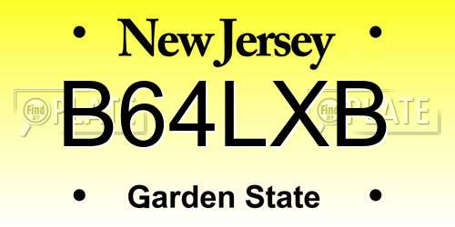 B64LXB New Jersey License Plate