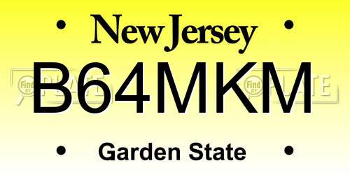 B64MKM New Jersey License Plate