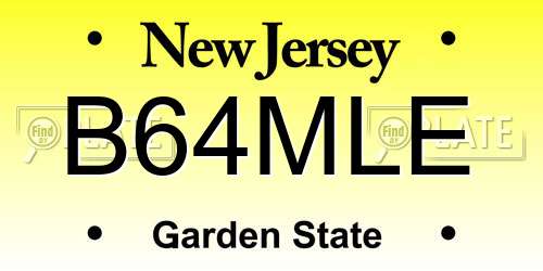B64MLE New Jersey License Plate