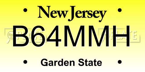 B64MMH New Jersey License Plate
