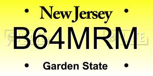 B64MRM New Jersey License Plate