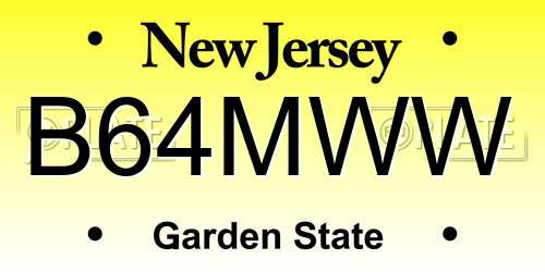 B64MWW New Jersey License Plate