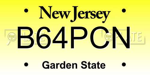 B64PCN New Jersey License Plate