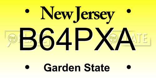 B64PXA New Jersey License Plate