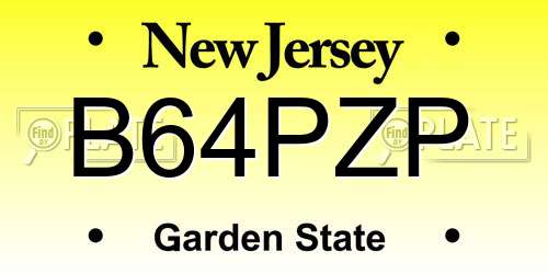 B64PZP New Jersey License Plate