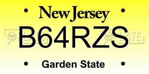 B64RZS New Jersey License Plate