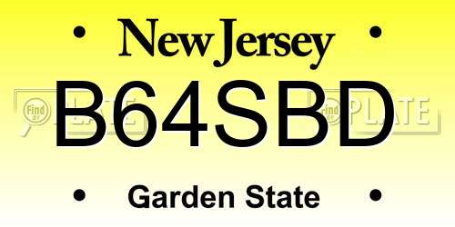 B64SBD New Jersey License Plate