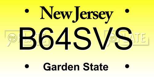 B64SVS New Jersey License Plate