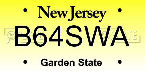 B64SWA New Jersey License Plate