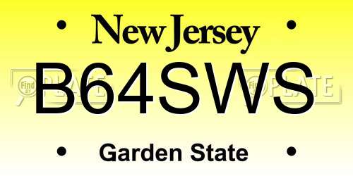 B64SWS New Jersey License Plate