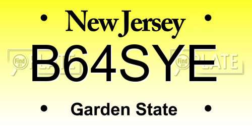 B64SYE New Jersey License Plate