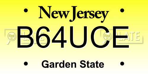B64UCE New Jersey License Plate