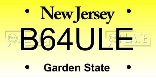 B64ULE New Jersey License Plate