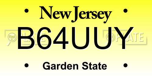 B64UUY New Jersey License Plate