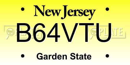 B64VTU New Jersey License Plate