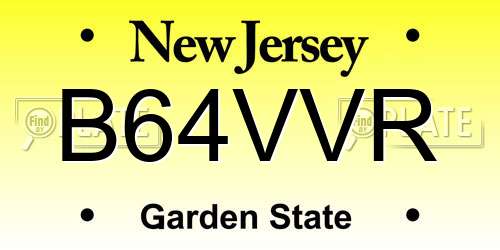B64VVR New Jersey License Plate