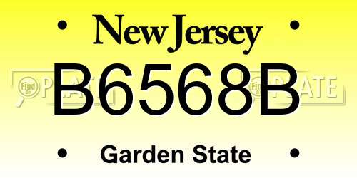B6568B New Jersey License Plate