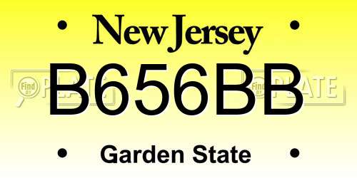 B656BB New Jersey License Plate