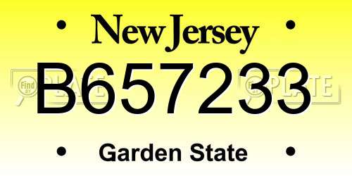 B657233 New Jersey License Plate