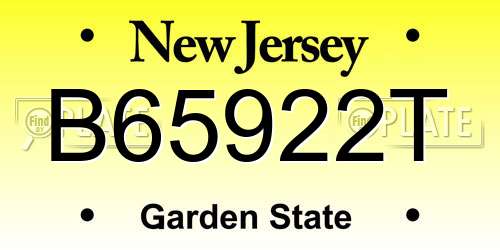 B65922T New Jersey License Plate