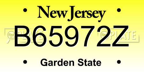 B65972Z New Jersey License Plate