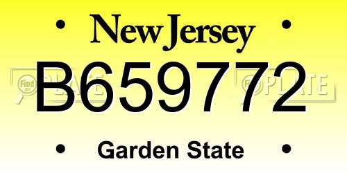 B659772 New Jersey License Plate