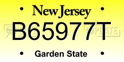 B65977T New Jersey License Plate