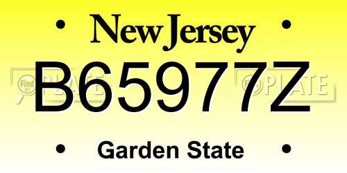 B65977Z New Jersey License Plate