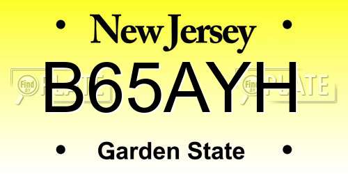 B65AYH New Jersey License Plate