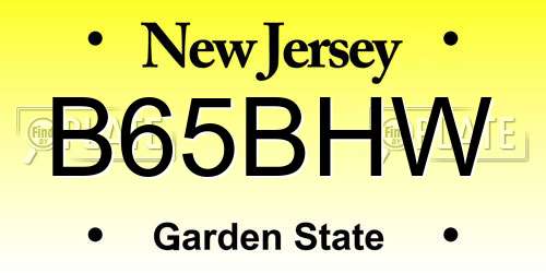 B65BHW New Jersey License Plate
