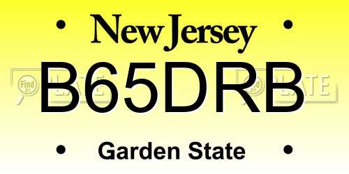 B65DRB New Jersey License Plate