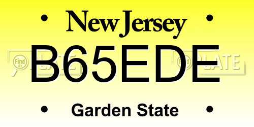 B65EDE New Jersey License Plate