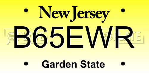 B65EWR New Jersey License Plate