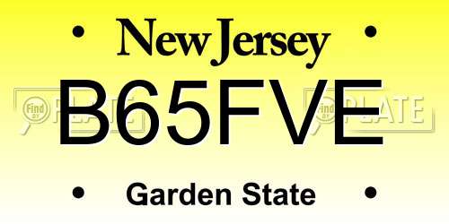B65FVE New Jersey License Plate