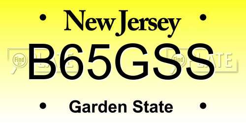 B65GSS New Jersey License Plate