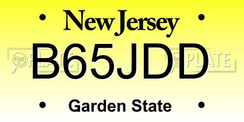 B65JDD New Jersey License Plate